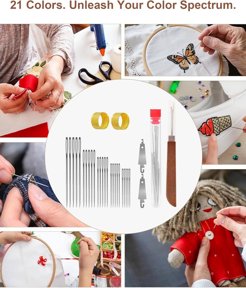 CAJECT 40PCS Big Eye Steel Needles Set with Storage Bag, All-in-One Hand Sewing Kit with Case, Steel Embroidery Needles & Threaders for Embroidery, Cross Stitch, Fabric Mending & Clothing Repair - Image 4